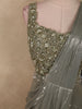 Smoky Green Solid Design Organza Ready to Wear Saree with Designer Blouse