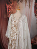 Snow White Floral Sequins and Kartana Beads Embroidered Design Space Silk Palazzo Suit with Matching Dupatta