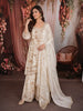Snow White Floral Sequins and Kartana Beads Embroidered Design Space Silk Palazzo Suit with Matching Dupatta