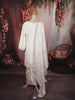 Snow White Floral Sequins and Kartana Beads Embroidered Design Space Silk Palazzo Suit with Matching Dupatta
