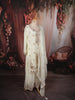 Snow White Floral Sequins and Zari Embroidered Design Space Silk Palazzo Suit with Matching Dupatta