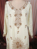 Snow White Floral Sequins and Zari Embroidered Design Space Silk Palazzo Suit with Matching Dupatta