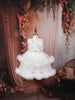 Snow White Heavy Sequins Embroidered Design Ruffled Layered Tulle Net Party Wear Frock