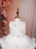 Snow White Heavy Sequins Embroidered Design Ruffled Layered Tulle Net Party Wear Frock