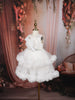 Snow White Heavy Sequins Embroidered Design Ruffled Layered Tulle Net Party Wear Frock