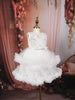 Snow White Heavy Sequins Embroidered Design Ruffled Layered Tulle Net Party Wear Frock