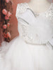 Snow White Heavy Sequins Embroidered Design Ruffled Layered Tulle Net Party Wear Frock