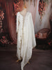 Snow White Paisley Sequins and Kartana Beads Embroidered Design Space Silk Palazzo Suit with Matching Dupatta