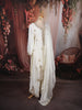 Snow White Paisley Sequins and Kartana Beads Embroidered Design Space Silk Palazzo Suit with Matching Dupatta