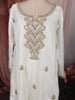 Snow White Paisley Sequins and Kartana Beads Embroidered Design Space Silk Palazzo Suit with Matching Dupatta