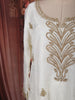Snow White Paisley Sequins and Kartana Beads Embroidered Design Space Silk Palazzo Suit with Matching Dupatta
