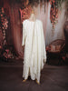 Snow White Paisley Sequins and Kartana Beads Embroidered Design Space Silk Palazzo Suit with Matching Dupatta