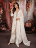 Snow White Paisley Sequins and Kartana Beads Embroidered Design Space Silk Palazzo Suit with Matching Dupatta
