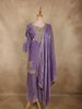 Soft Amethyst Lavender Purple Beads and Mirror Embroidered Design Organza Sharara Suit With Dupatta