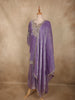 Soft Amethyst Lavender Purple Beads and Mirror Embroidered Design Organza Sharara Suit With Dupatta