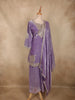 Soft Amethyst Lavender Purple Beads and Mirror Embroidered Design Organza Sharara Suit With Dupatta
