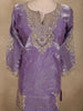 Soft Amethyst Lavender Purple Beads and Mirror Embroidered Design Organza Sharara Suit With Dupatta