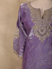 Soft Amethyst Lavender Purple Beads and Mirror Embroidered Design Organza Sharara Suit With Dupatta