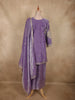 Soft Amethyst Lavender Purple Beads and Mirror Embroidered Design Organza Sharara Suit With Dupatta