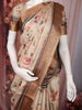 Soft Antique Beige Floral Printed Design Tussar Saree