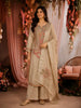 Soft Antique Beige Gold Floral Sequins and Beads  Embroidered Design Tissue Silk Palazzo Suit with Dupatta