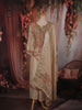 Soft Antique Beige Gold Floral Sequins and Beads  Embroidered Design Tissue Silk Palazzo Suit with Dupatta
