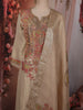 Soft Antique Beige Gold Floral Sequins and Beads  Embroidered Design Tissue Silk Palazzo Suit with Dupatta
