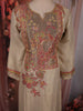 Soft Antique Beige Gold Floral Sequins and Beads  Embroidered Design Tissue Silk Palazzo Suit with Dupatta