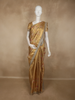 Soft Antique Gold Floral Zari Woven Design Tissue Designer Saree with Sequins Border
