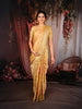 Soft Antique Golden Yellow Floral Zari Woven Design Pure Banarasi Saree with Scalloped Zari Border
