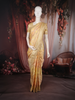 Soft Antique Golden Yellow Floral Zari Woven Design Pure Banarasi Saree with Scalloped Zari Border