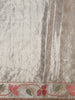 Soft Antique Ivory Beige Floral Zari Embroidered Design Pure Tissue Banarasi Silk Festive Saree with Floral Border