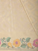 Soft Antique Ivory Beige Floral Zari Woven Design Pure Banarasi Saree with Floral Border