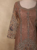 Soft Antique Taupe Brown Peacock Zari Embroidered Design Georgette Palazzo Suit with Dupatta