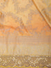 Soft Apricot Orange Floral Zari Woven Design Pure Banarasi Saree with Scalloped Zari Border