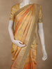 Soft Apricot Orange Floral Zari Woven Design Pure Banarasi Saree with Scalloped Zari Border