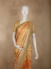Soft Apricot Orange Floral Zari Woven Design Pure Banarasi Saree with Scalloped Zari Border