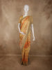 Soft Apricot Orange Floral Zari Woven Design Pure Banarasi Saree with Scalloped Zari Border