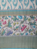 Soft Aqua Blue Abstract Printed Design Semi Tussar Saree