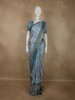Soft Aqua Blue Abstract Printed Design Semi Tussar Saree