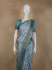 Soft Aqua Blue Abstract Printed Design Semi Tussar Saree