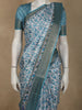 Soft Aqua Blue Abstract Printed Design Semi Tussar Saree