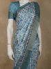 Soft Aqua Blue Abstract Printed Design Semi Tussar Saree
