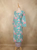 Soft Aqua Blue Floral Printed Design Cotton Straight Cut Salwar Suit