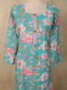 Soft Aqua Blue Floral Printed Design Cotton Straight Cut Salwar Suit