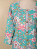Soft Aqua Blue Floral Printed Design Cotton Straight Cut Salwar Suit