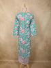 Soft Aqua Blue Floral Printed Design Cotton Straight Cut Salwar Suit