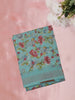 Soft Aqua Blue Floral Printed Design Mixed Cotton Saree
