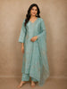 Soft Aqua Blue Floral Sequins and Beads Embroidered Design Organza Salwar Suit