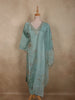 Soft Aqua Blue Floral Sequins and Beads Embroidered Design Organza Salwar Suit